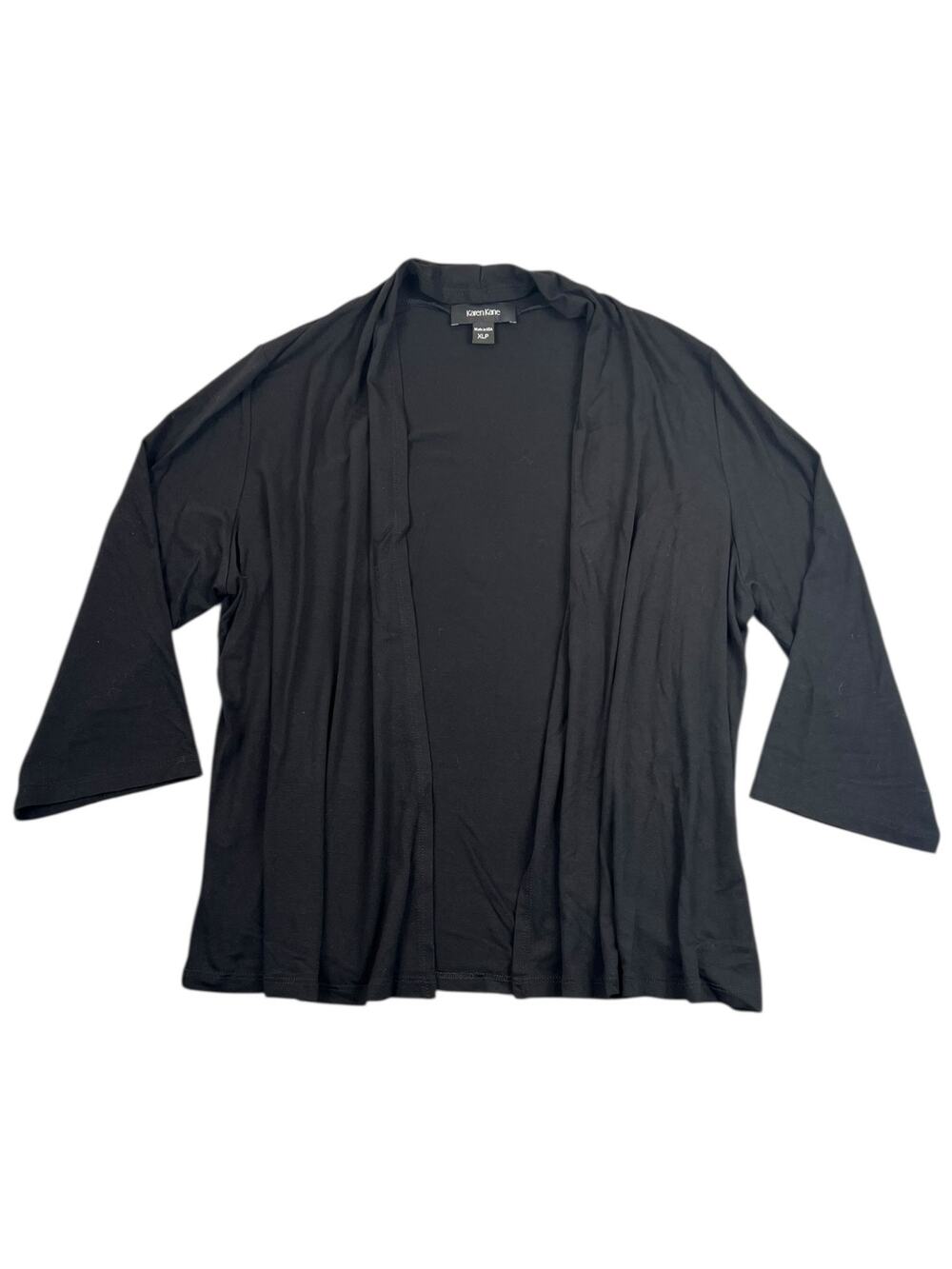 Karen Kane Black Open Front Cardigan Made in USA Soft Stretch - XLP